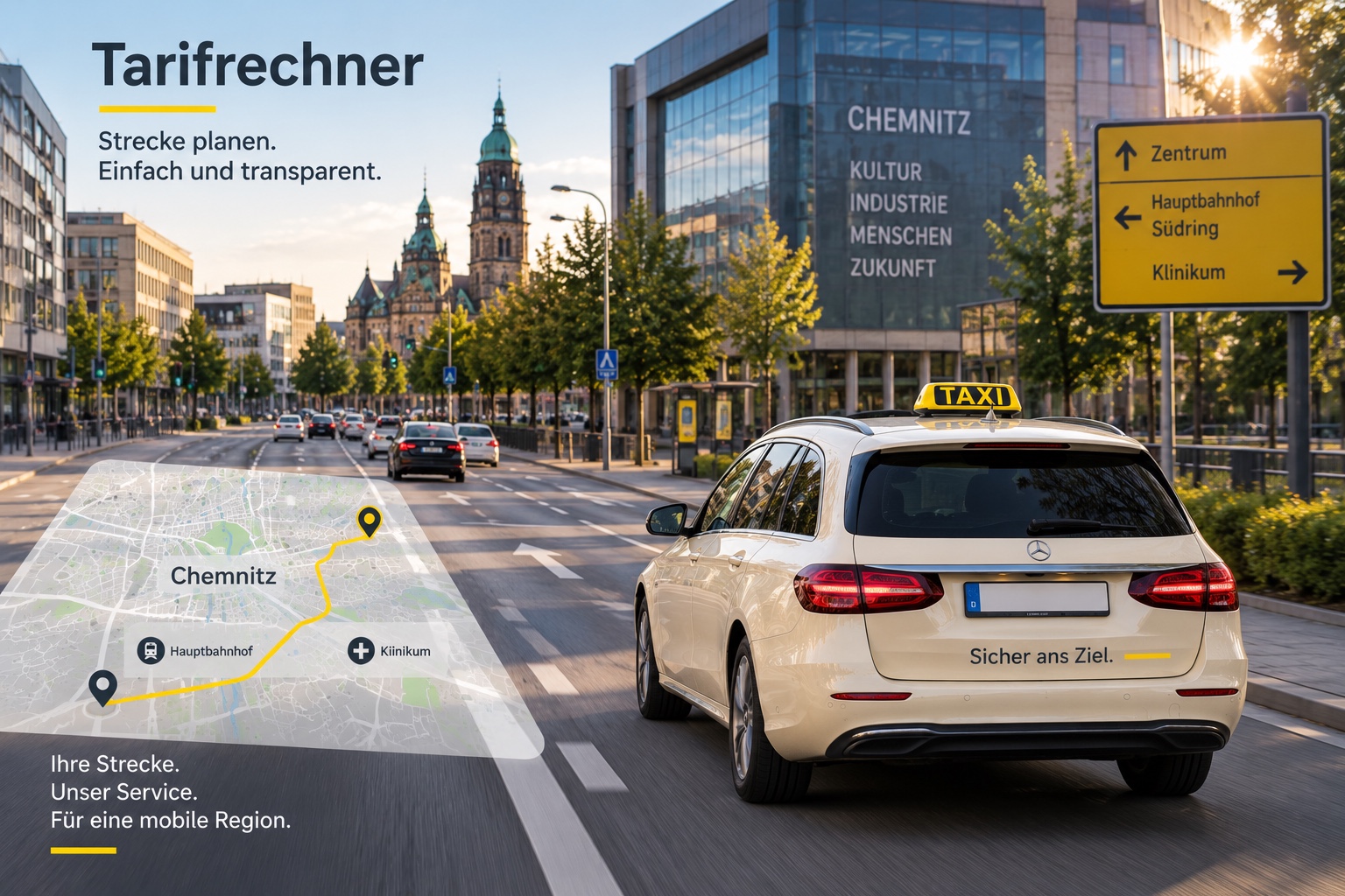 Chemnitzer Straßenszene mit Routencharakter